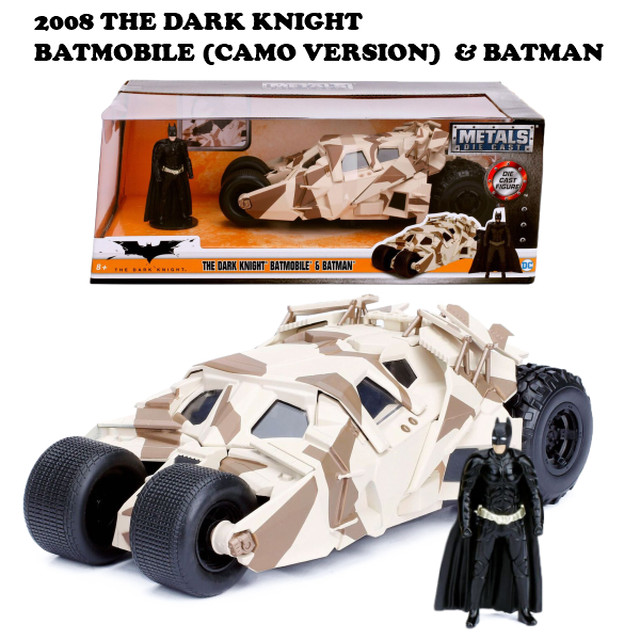 Jada Toys ジェイダトイズ 08 The Dark Knight Batmobile W Batman D Camo バットマン ダークナイト バットモービル タンブラー ミニカー マッシブスター