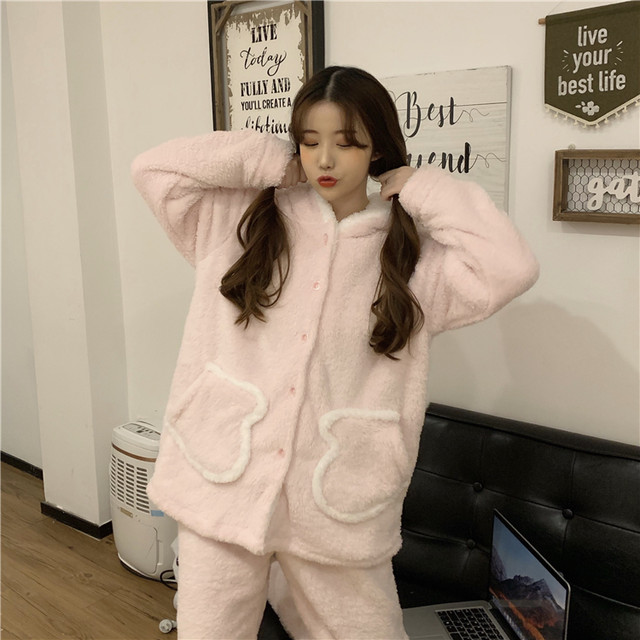 うさみみ もこもこ ルームウェア パジャマ 部屋着 レディース セットアップ 長袖 冬 ピンク グレー ラウンジウェア ナイトウェア 韓国 安い 可愛い ゆるふわ ゆるかわ Luana Room ルームウェア パジャマ通販