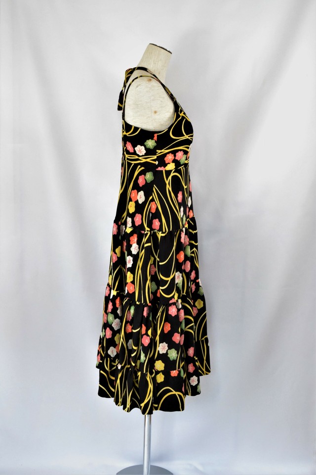 着物地ティアードドレス 着物ワンピース 着物ドレス 和ドレス 1903d01 椿屋 Kimono Dress