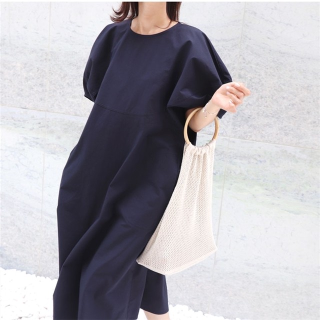 取り寄せ品 ボリューミー袖 パフスリーブ 無地 ナチュラルロングワンピース Lavenderlane Fashion Shop