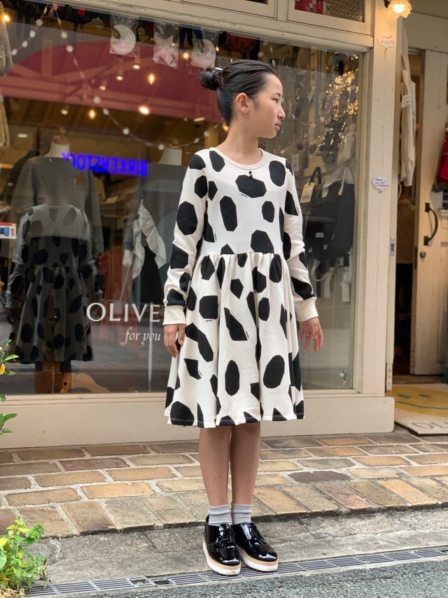 Kids Wonder Apartment ワンダーアパートメント 裏毛いんせきワンピ ホワイト 80 150cm ワンピース Olive Drab オリーブドラブ子供服 レディース