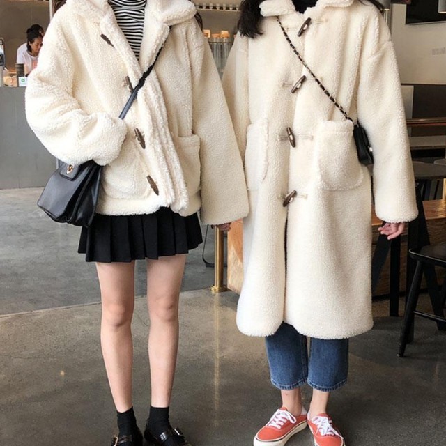 〈カフェシリーズ〉丈が選べる!もこもこガーリーコート(ロング丈)【moko-moko girly coat】
