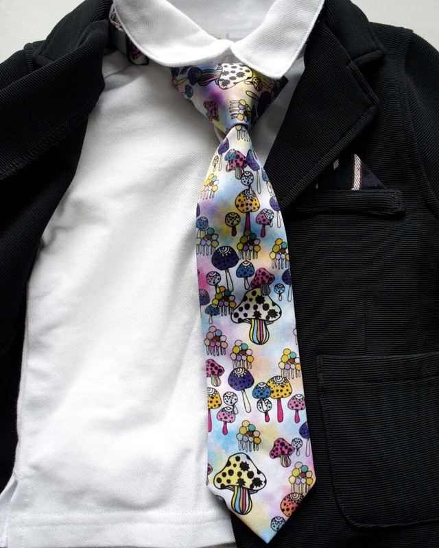 Mushroomネクタイ キッズ キッズネクタイ 子供用ワンタッチネクタイ きのこ ネクタイ おしゃれな個性派ネクタイ 子供用ワンタッチ ネクタイなら Art Barmushroom