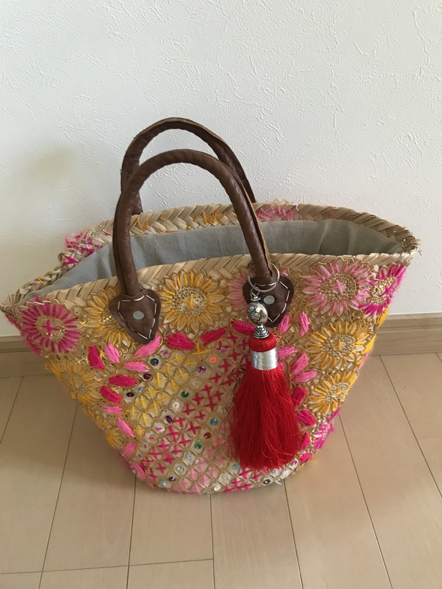 訳ありお値下げ モロッコ ハンドメイドかごバッグ 1点もの Holosphere ホロスフェール