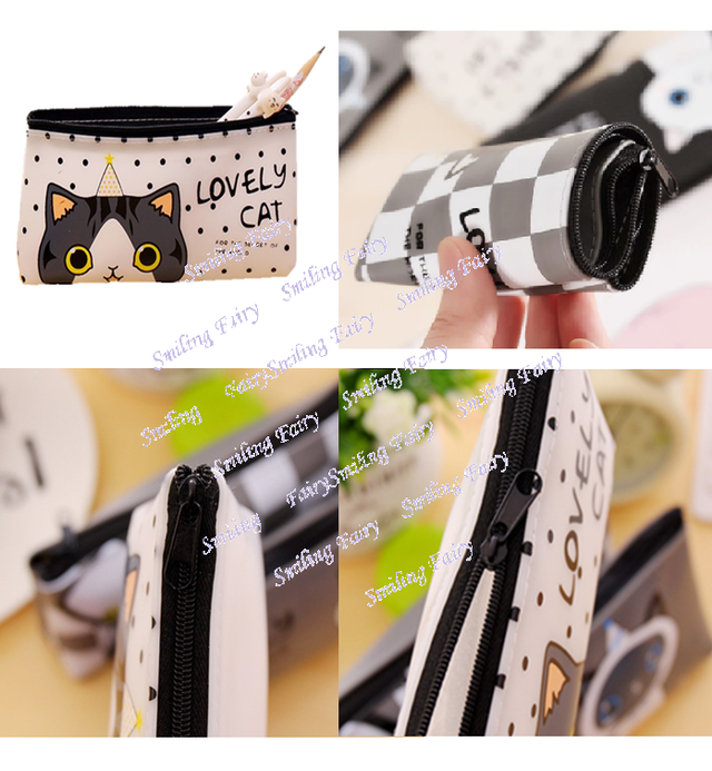 白黒のハチワレ猫 猫イラスト 猫柄 猫 ペンケース ペンポーチ ポーチ 動物 猫 文房具 雑貨 小物 癒しグッズ ファスナーポーチ Pu合皮 Funhobby