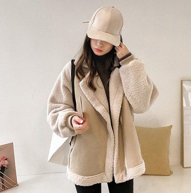 ムートン調 裏ボア ジャケット コート ショート丈 アウター ムスタン ジップアップ ライダース カジュアル ナチュラル あたたか 防寒 もこもこ 可愛い 30代40代50代 秋 冬 Rb A12 0028 Redbell