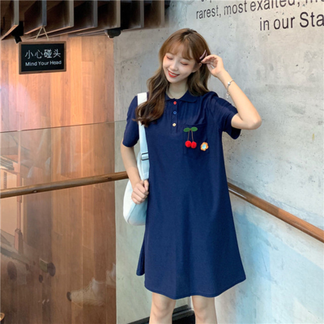 最適 ウエスト 粗 足 ザ ワンピース 韓国風 襟 ちび 半袖 何でも似合う ルース Mercy