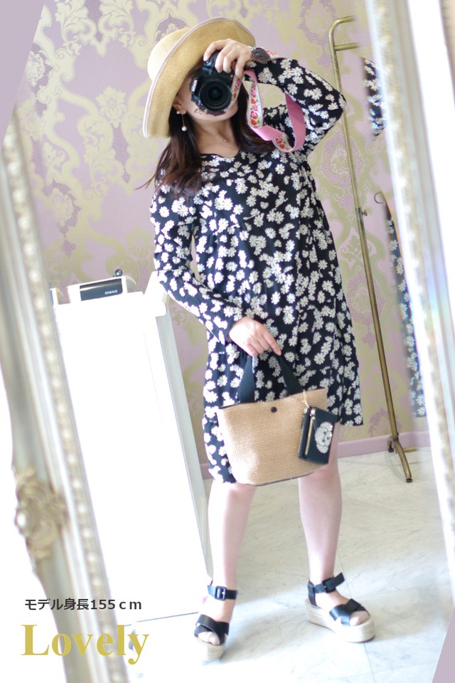 ワンピース マーガレット チュニック ブラック Lovely Nagoya