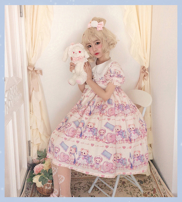 Lolita Op Dress ロリータドレス レース 半袖 ワンピース オリジナル 甘ロリ ロリィタ お茶会 撮影 Cosplay イベント 春 夏 秋 冬 ロリ S M L パープル 紫 ピンク パンダ柄 Mintcat