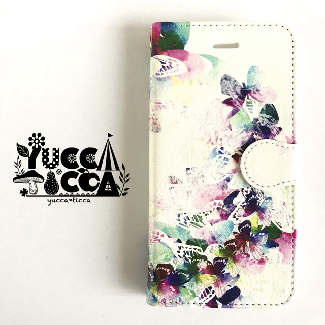 蝶々１ Iphone Plusサイズ Android L手帳型スマホケース Yucca Ticca