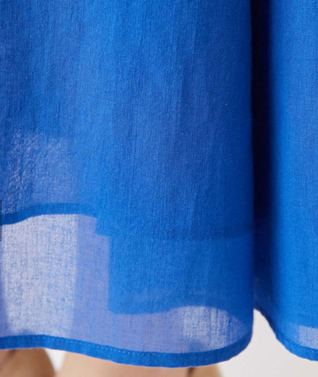 Whim Gazette ウィム ガゼット Web限定 コットンシフォン サックフレアワンピース ブルー F Lifne リフネ