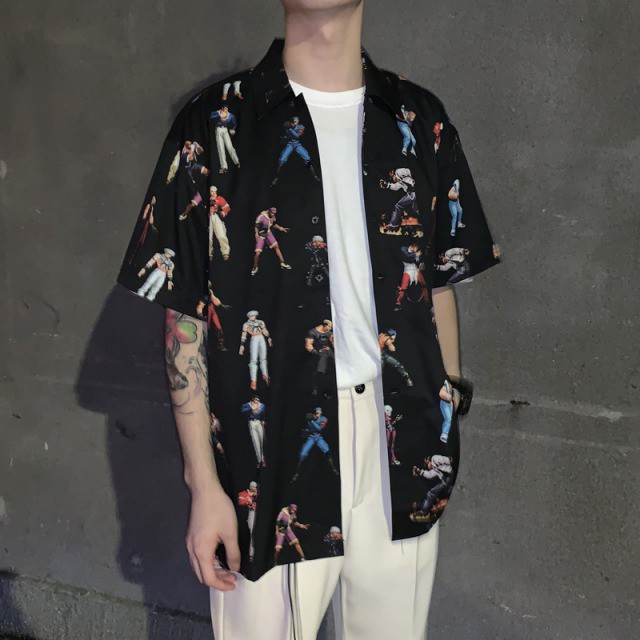 Tシャツ メンズ 半袖 ファッション カットソー 大きいサイズ トップス アメカジ 個性 お兄系 プリント 襟 カジュアル ゆったり おしゃれ ブラック 春夏 代 30代 シャツ 着やせ Vネック Dress No Sato