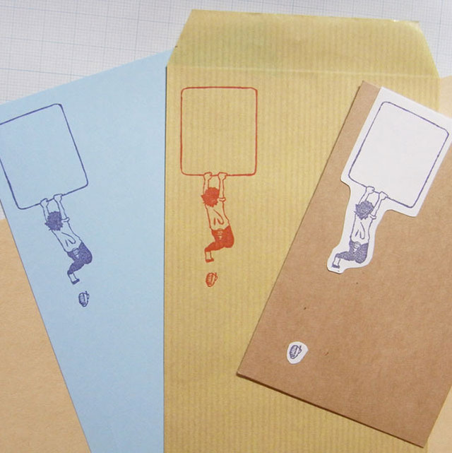 切手枠はんこ 落ちる靴 ドウサ