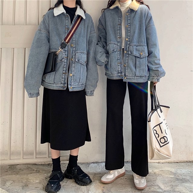 デニムジャケット ジャケット アウター レディース Gジャン ジージャン 着こなし ボア ブルー 秋 春 オーバーサイズ ゆったり メンズライク 大人 可愛い ワンピの里