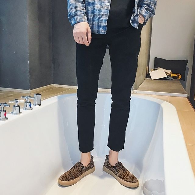 予約販売 スリッポン メンズ ヒョウ柄 アニマル ストリート 靴 ベージュブラウン お洒落 カジュアル 24cm 24 5cm 25cm 25 5cm 26cm 26 5cm 27cm Favoriteselect