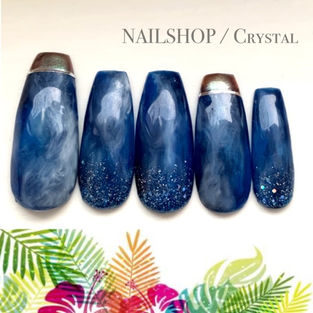 037 大理石ネイル ニュアンスネイル リゾートネイル 海ネイル オシャレ Nailshop Crystal ネイルチップ専門店
