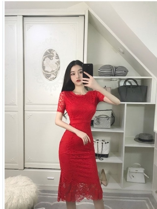 セレブ風 ワンピース マキシワンピース セレブ風レーススリット Basecamp49