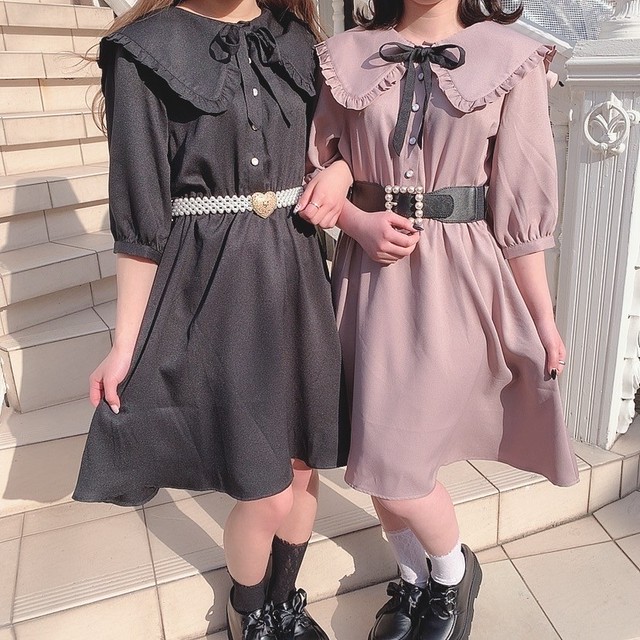ビッグ襟ボウタイワンピース Audreyharajuku