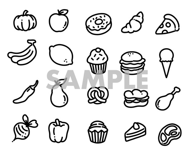 フルオーダー食べ物のイラスト素材 白黒シンプルイラスト Spiqa Art
