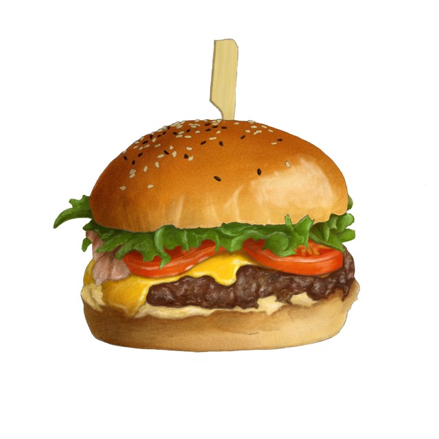 ハンバーガーのイラストのアクリルキーホルダー 絵描きのraddieyのお店