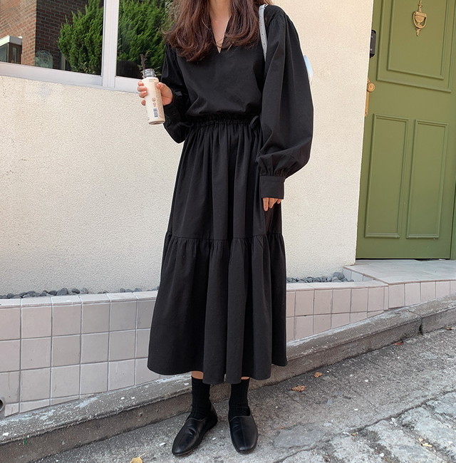 送料無料 スキッパー ティアード ワンピース ロングワンピース ギャザリング T 145 Rondy