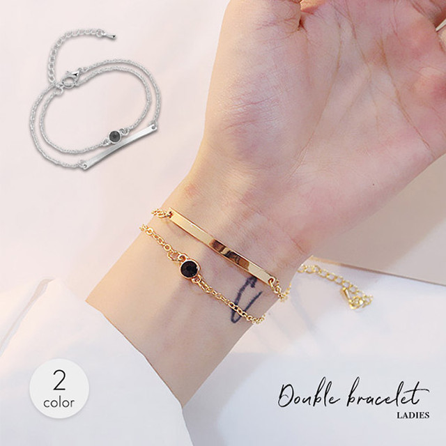 ブレスレット レディース 二連 シンプル おしゃれ かわいい 大人かわいい 二連ブレスレット 重ね付け デイリー オンオフ 使いやすい 合わせやすい オフィスカジュアル ゴールド シルバー プレゼント ギフト さんさんふらわー