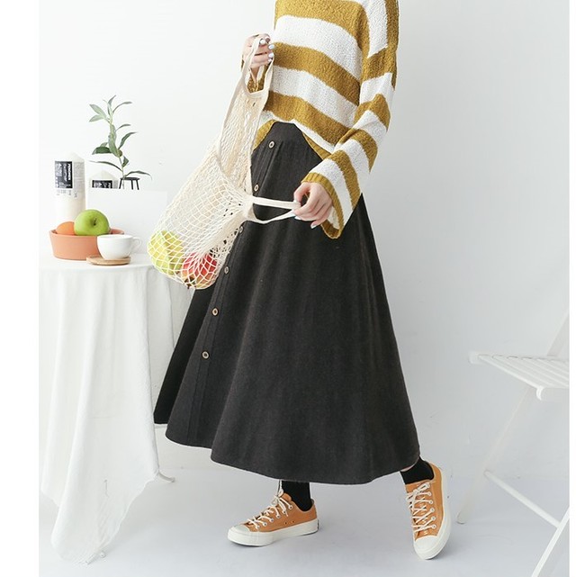 人気 送料無料 シンプル ロングスカート ａライン フロント