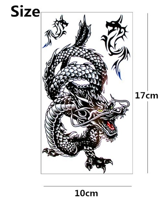 超リアル タトゥーシール 龍 ドラゴン 竜 双竜 取り付け簡単 ボディ 腕 足のワンポイントのオシャレに 防水 ボディアート ちゅらネット にふぇーでーびる