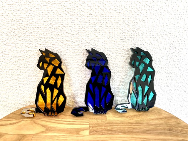 Stained Glass Style Art Interior Color ステンドグラス 風 アート インテリア ネコ Cat ねこ 猫 ナチュラルインテリアshop Aochilc