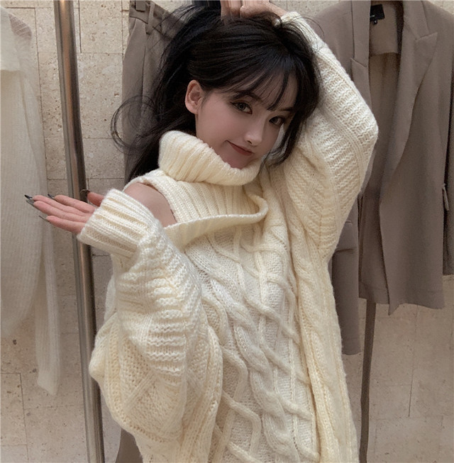 レディース ワンピース 春 夏 秋 冬 長袖 タートルネック オープンショルダー ショート丈 ゆったり ニット ワンピース シンプル ガーリー 大人可愛い カジュアル おしゃれ 大人可愛い お出かけ デート 通学 キャンパス 通勤 オフィス 学生 旅行 女子会 普段着 トレンド