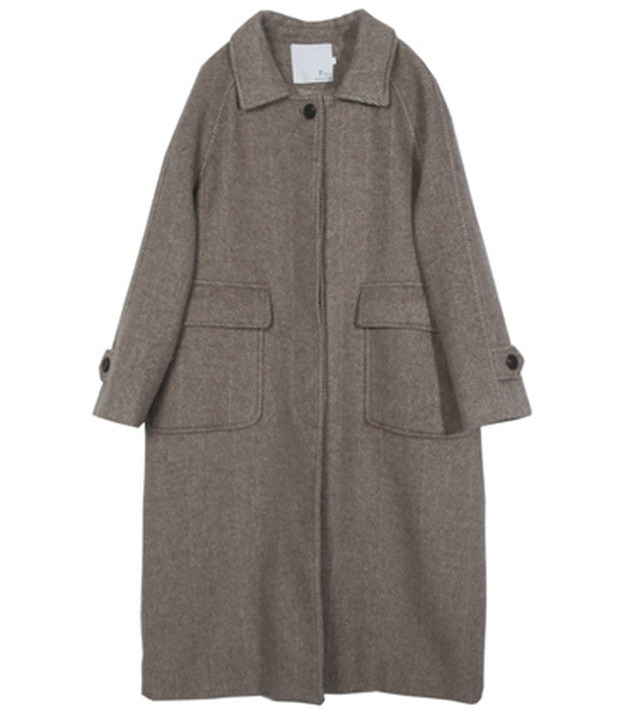 アウター レディース 秋冬 コート ステンカラーコート ロング丈 ツイード柄 ベーシック ゆったり オーバーサイズ 大人可愛い 大人カジュアル ポケット付き Prism One プリズム ワン