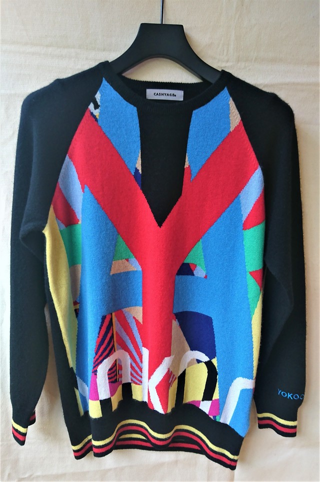 横尾忠則 Cashyageコラボインターシャクルーネックニット Cm 393 Cashyage