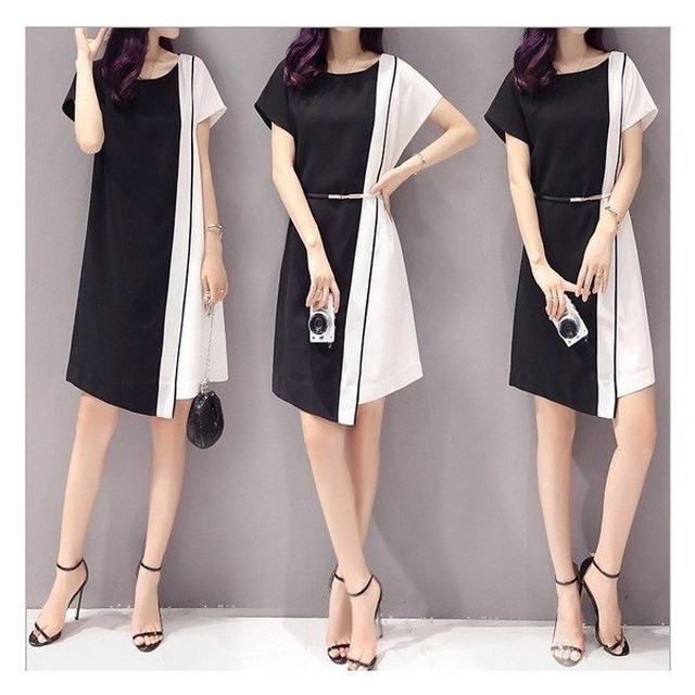 ワンピース アシンメトリー イレギュラーヘム ボートネック Aライン 膝丈 キレイめ お呼ばれ 夏 アワンピース シンメトリー イレギュラーヘム 膝丈 Aライン Acdress15 Azumilwear