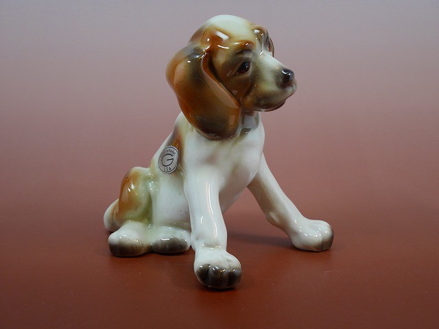 Goldscheider Pocelian ビーグル犬 陶器 アメリカンビンテージ Lacoiffe