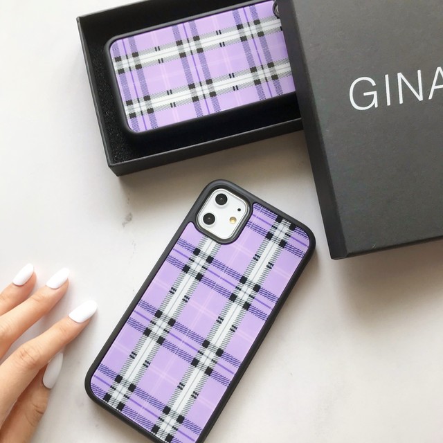 大特価sale 即納 チェック柄 Iphoneケース パープル 紫 カジュアル Gina Shop California