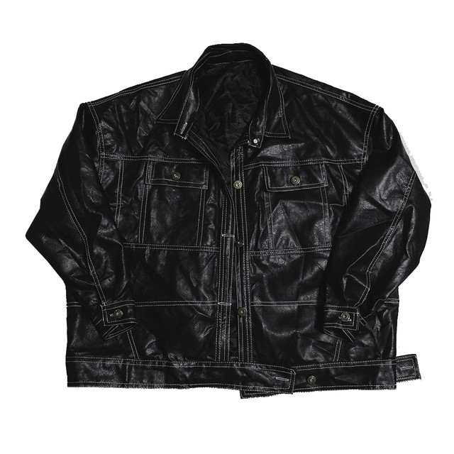 【Cat & Parfum】Stitched Eco Leather Shirt