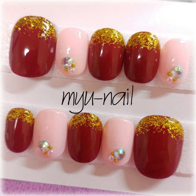 ラメフレンチネイル Myu Nail