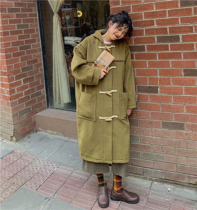 540 定番デザインがかわいいフード付きダッフルコート マスタードイエロー 海外のプチプラきれいめカジュアルレディースファッション Pakaian Lucu 海外のプチプラきれいめカジュアルレディースファッション Pakaian Lucu