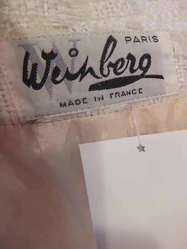 ヨーロッパ古着 アイボリーオフホワイト Tweed Big Lapel Vintage Coat Fripe Co