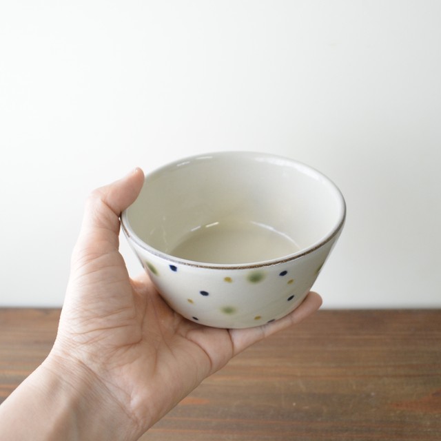 三色水玉の小鉢 大