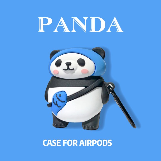 Airpods Pro Airpods ケース パンダ シリコン カラビナ付 エアポッズプロ 保護カバー エアポッズ第2 1世代 Case 耐衝撃 人気 おしゃれ かわいい 魚 かばん かわいいairpodsケース Apple Watchバンド Iphoneケース New I