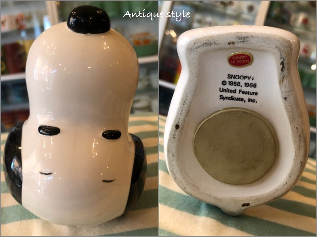 1966 S 陶器 おすわり スヌーピー アメリカ ヴィンテージ 貯金箱 日本製 L 129d 011 Antique Style アンスタ アメリカ買付けのヴィンテージ アンティークのおみせ