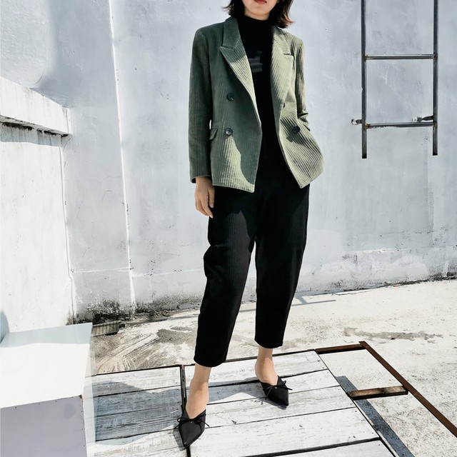 グリーン マニッシュ コーデュロイ コーデュロイジャケット ジャケット こなれ感 テーラードジャケット アウター 春 秋冬 ジャケット専門 ノンノン スクリー Nonnon Skry For Ladies Jackets Only