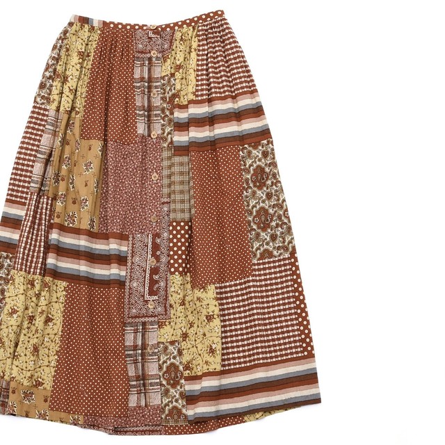 Retro patchwork print design skirt