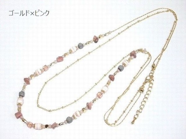 ネックレス ペンダント レディースアクセサリー アクセサリー ファッション 春夏カラー さざれ 2連 デザインネックレス 3カラー 綺麗 3011 Tre Fiore