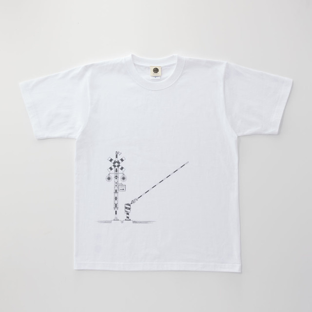 Tシャツ 踏切 White Dark Gray Gatan Goton 鉄道tシャツ 鉄道グッズ通販 電車イラスト