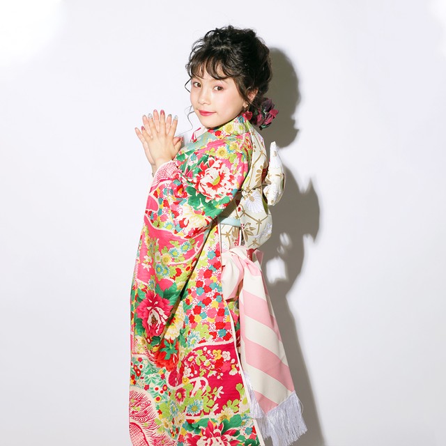 七五三 着物レンタル フォセットオリジナル ららもあ モダンアンテナ 女の子 6歳 7歳 おしゃれ 七五三レンタル 七五三着物 Y272 B297 ピンク着物着物フルセットレンタル 記念日を彩るトータルスタジオフォセット ネットショップ 衣裳レンタルや髪飾り