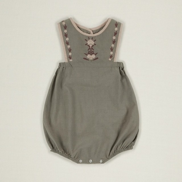 全2色 ロンパース ノースリーブ 刺繍 コットンリネン 夏 おしゃれ 可愛い 子供 キッズ ベビー 赤ちゃん 男の子 女の子 子供服 Hay1054 Berceau Select Shop ベルソー セレクトショップ キッズ 親子ペアetc