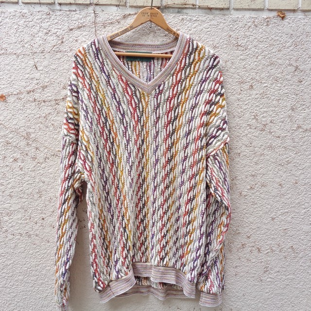 Tundra Made In Canada 3d Knit Design Sweater ツンドラ 3dニット カナダ製 デザイン セーター Big Time ヴィンテージ 古着 Bigtime ビッグタイム