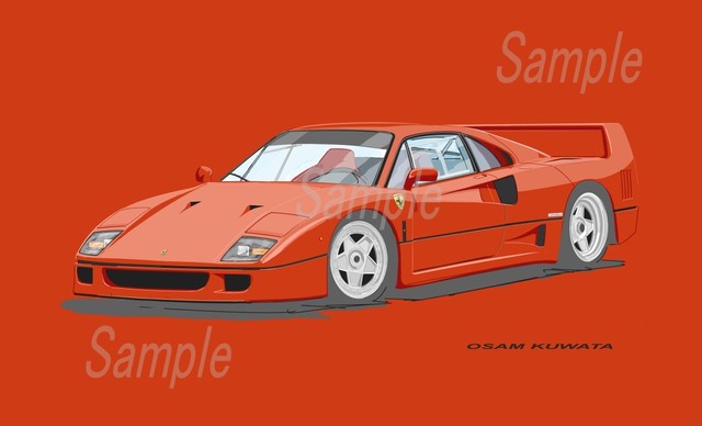 イラスト フェラーリ F40 サイズ 額入り Osamart